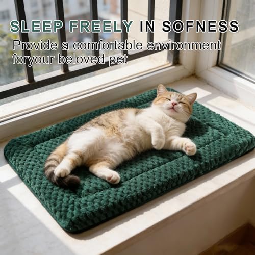 Dog Bed Mat – Soft & Comfortable Dog Kennel Pad for Crate – Durable Crate Bed & Mat for Dogs & Cats (Dark Green, XS(18"*14"*1.5")) - Image 6