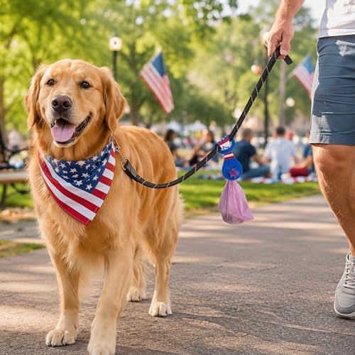 2 Pieces Dog Poop Bag Holder for Leash Waste Bag Carrier (Blue - American Flag) - Image 3