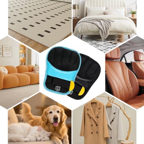 Pet Hair Removal Gloves, Blue and Black Colors, Static Hair Removal, Adjustable Strap, Reusable for Clothing, Sofa, Car Seat, Set of 2 - Image 5