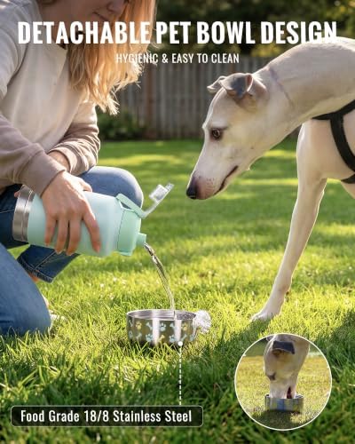 GiNT 37oz / 1.1L Insulated Dog Water Bottle with Carrying Case, Green - Image 4