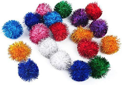 VOVIGGOL 20 Pack 2 Inches Sparkle Balls for Cats, Large Size, Glitter Pom Poms Fuzzy Balls for Cats, Kitten Indoor Assorted Color Random by VOVIGGOL