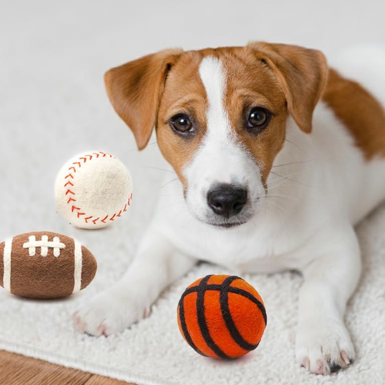 Glaciart One Felt Wool Balls for Dogs (3 Pcs)| Durable Dog Chew Toy, Puppy Chew Toys for Teething & Dog Teeth Cleaning | Pet Toys Fetch Games & for Anxiety/Boredom | Great for Small or Medium - Image 3