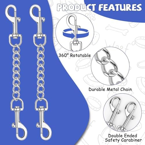 YUEPET 2 Pack 8.3 in Dog Collar Safety Clips, Stainless Steel Backup Clip - Image 2