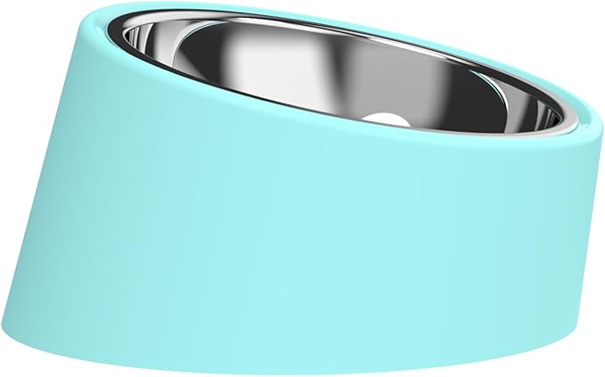 Slow Water Bowl for Dogs - Large Size Blue, 15 Degree Tilted Raised Pet Food Dish, Anti-Gulping Slow Feeder Water Bowl for Dogs
