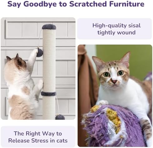Woochpet Funny Cat Scratching Posts Sturdy Scratcher Posts 33'' Grey - Image 5