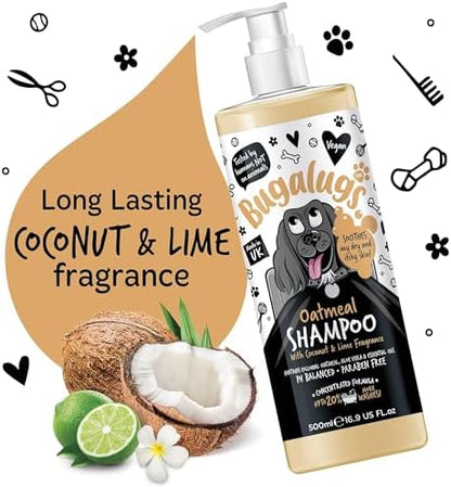 BUGALUGS Oatmeal & Aloe Vera Dog Shampoo Dog Grooming Shampoo Products for Smelly Dogs with Fragrance, Oatmeal Puppy Shampoo, Professional Vegan pet Shampoo & Conditioner - Image 3