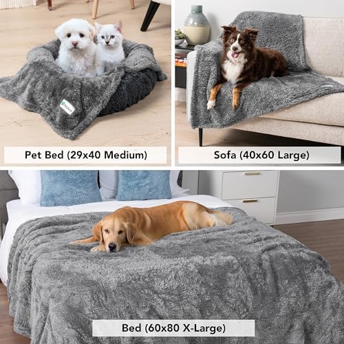 PetAmi Soft Plush Sherpa Dog Blanket for Pet Cat, Small 24x32, Grey - Image 5