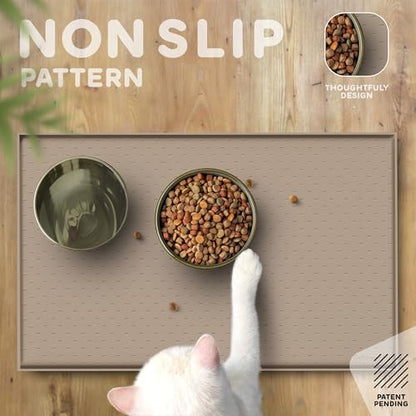 Dog Food Mat - Raised Edges Dogs Mat for Food and Water Prevent Spill, Waterproof Cat Food Mats Protect Floors, Easy Clean Dog Bowl Mats for Food and Water, Silicone Pet Food Tray - Image 4