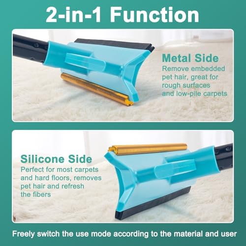 Carpet Rake Pet Hair Removal Tool with 56" Long Handle - Image 6