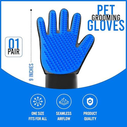 Blue Pet Hair Remover Gloves - 1 Pair, Pet Grooming Gloves | Cat Hair Remover | Gentle Deshedding Brushes for Dogs, Cats & Horses | Dog Washing Gloves - Image 7