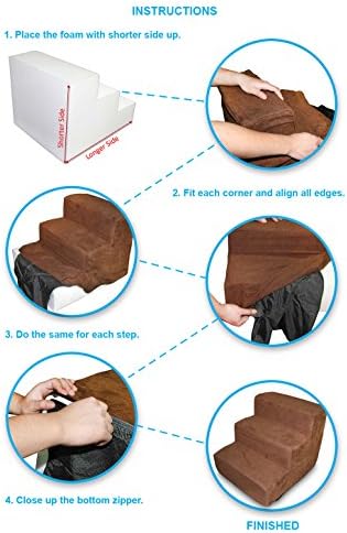 Best Pet Supplies 3-Step Pet Stairs, 18 by 15 by 13-Inch, Dark Brown Suede - Image 5