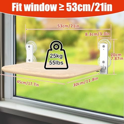 Sunhoo Cat Window Hammock Perch Cordless Perches Window Sill Seat Bed Foldable Stable Lounger Upgraded Suction Cup Easy Assembly Indoor Cats Kitty Shelf Hold Up to 55lbs（Beige,S - Image 5