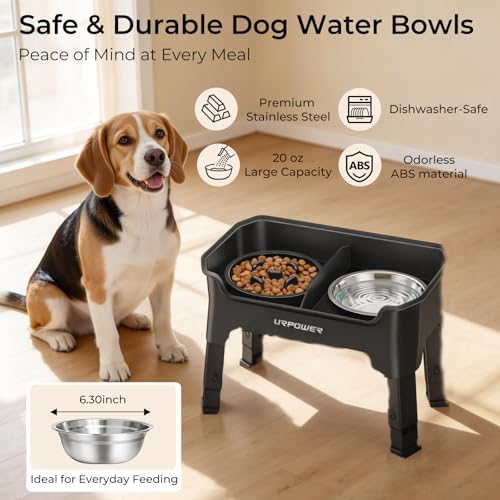 URPOWER Mess Proof Elevated Dog Bowls for Small Dogs with Slow Feeder - Image 5