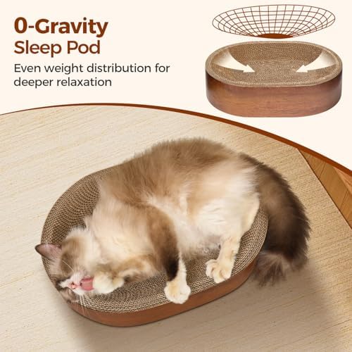 ComSaf Cat Scratcher Bed, Oval Cardboard Scratch Pad Bowl for Indoor Cats - Image 2
