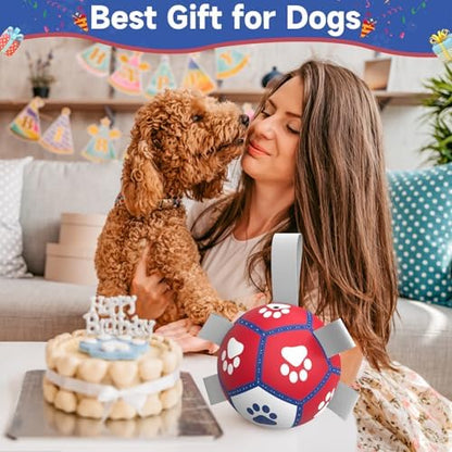 Diman Small Dog Toys, 5 Inch Dog Balls, Soccer Ball for Dogs with Straps - Image 7