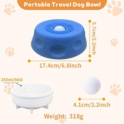 Dog Lick Bowl with Rolling Ball, 2026 Upgraded Slow Feeder Dog Bowls with Anti-Slip Base for Yogurt, Bone Broth, Water, Interactive Lick Toy for Large Medium Small Dogs (2PC Blue+Grey)