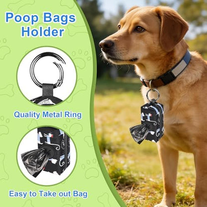 2pack Dog Poop Bag Holder with 2 Roll Bags Lightweight Zipper Dog Poop Bag Holders for Leashes Reusable Small Puppy Pet Waste Bags Dispenser Pouch with Clip-On Black/Blue - Image 2