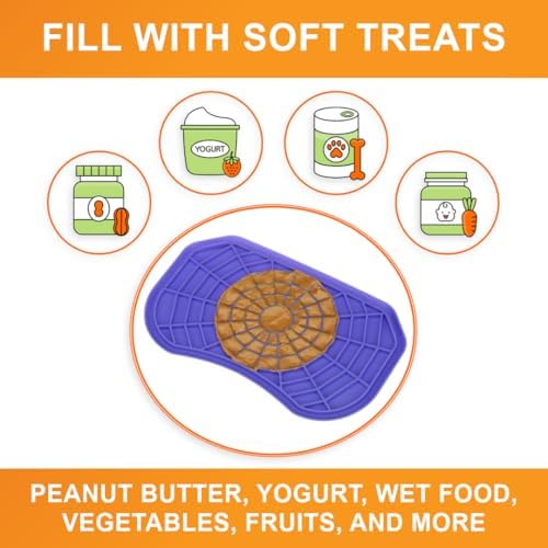 Neater Pets Neat-LIK Dog Lick Mat, Lick Mat for Dogs, Cats, Puppy, Reduces Anxiety & Boredom, Peanut Butter Slow Feeder, Interactive Treat Licking Pad, Licking Mats for Small & Large Breed (Purple) - Image 6