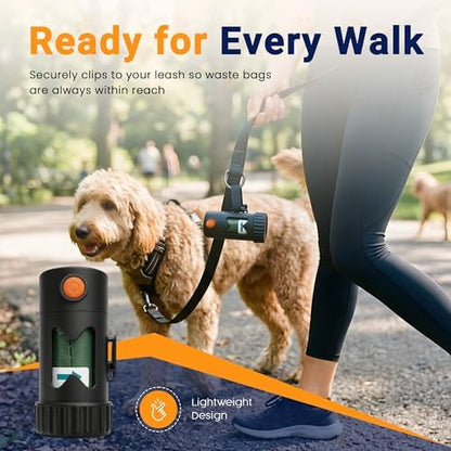 Dog Poop Bag Holder with LED Flashlight –Light Dispenser for Leash, Portable Waste Bag Holder with Carabiner, Bright Light for Night Walking - Image 4