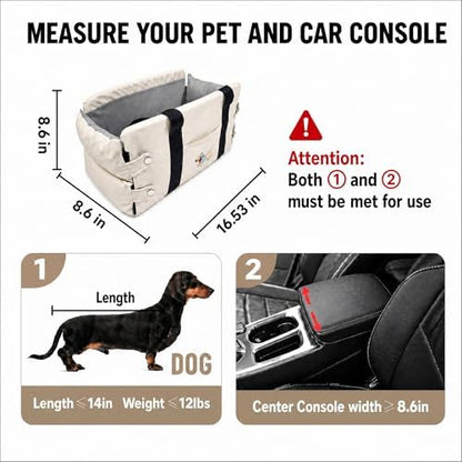 RYNVALE Center Console Dog Car Seat, Dog Armrest Booster for Small Dogs - Image 2