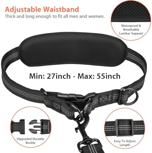 Uppetly Hands Free Dog Running Leash with Waist Belt, Dual Handle Elastic Bungees Retractable Rope for Small and Medium Dogs, Reflective Stitches for Walking Hiking Biking (Medium Pink, 8-35lb) - Image 3
