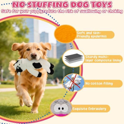 3Pack No Stuffing Dog Squeaky Toys, Plush with Crinkle for Medium Small Pet - Image 2