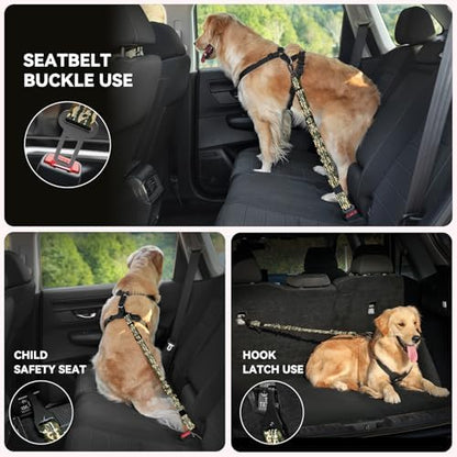 Pawaboo 2Pack Dog Car Seatbelt, 3-in-1 Dog Tether with Buckle & Hook Latch - Image 4