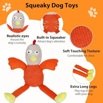 Drmstow Squeaky Large Dog Toys with Crinkle Paper, Interactive Puppy Toys, Tough Dog Pull Toy, Tug of War Dog Chew Toys for Small, Medium, Large Dogs - Image 2