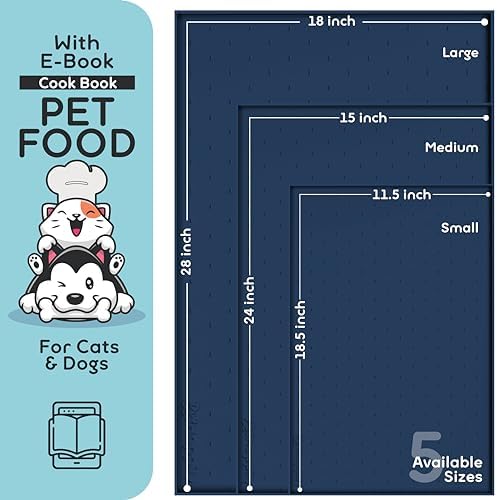 Dog Food Mat - 24x15 Raised Edges Dogs Mat for Food and Water Prevent Spill, Waterproof Cat Food Mats Protect Floors, Easy Clean Dog Bowl Mats for Food and Water, Silicone Pet Feeding Placemats Navy - Image 2