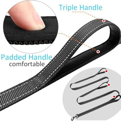 3 Handle Dog Leash 10FT Triple Handle Reflective Large Medium Dog - Image 3
