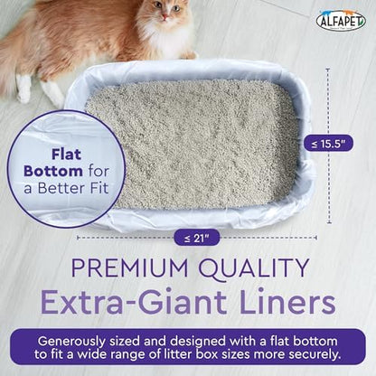 Cat Litter Box Liners Alfapet Heavy Duty Flat Bottom - Extra Giant10 Count - Tear-Resistant Cat Litter Bags - Kitty Litter Liners for Rectangular Litterbox Pans, 36” x 18” x 2MIL Thick 30 lb Capacity - Image 6