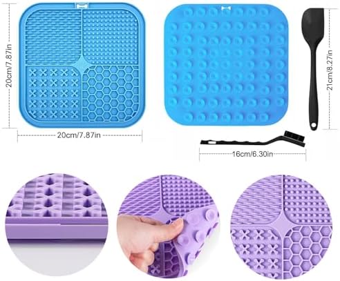 Lick Mat for Dogs Cats, 7.9" Large Licking Pad, Food Grade Silicone Slow Feeder Mat with Strong Suction Cups, Anxiety Relief Lick Pad for Bathing Grooming Training, 4 Pack - Image 2