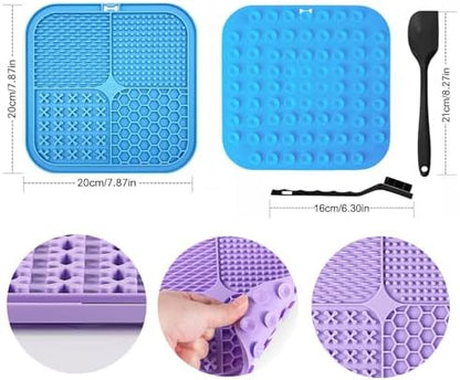 Lick Mat for Dogs Cats, 7.9" Large Licking Pad, Food Grade Silicone Slow Feeder Mat with Strong Suction Cups, Anxiety Relief Lick Pad for Bathing Grooming Training, 4 Pack - Image 2