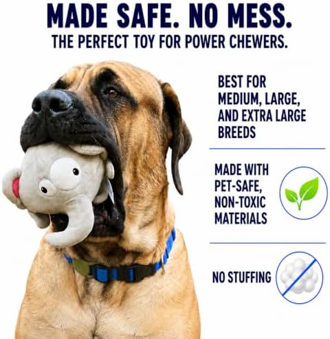 Dog Toy for Aggressive Chewers | No Stuffing Crinkle Plush 3-in-1 Elephant - Image 5