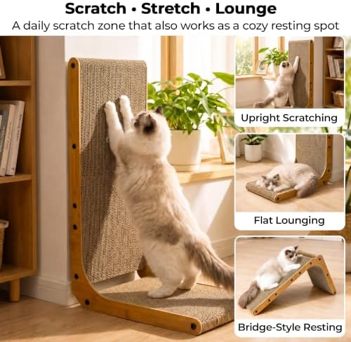PatiencET L Shape Cat Scratcher, 26 Inch Cardboard Scratch Pad - Image 6