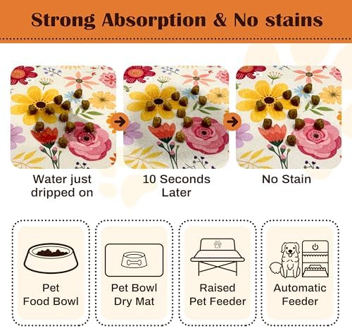 Pet Feeding Mat for Floors Waterproof Dog Mat for Food and Water Absorbent Quick Dry Non Slip mat for Cat Bowls - Image 2
