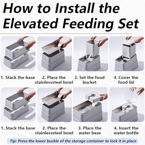 Elevated Automatic Pet Feeder & Water Dispenser, 128 Fl Oz/1 Gallon Water & 4.4lb Food Capacity, Stainless Steel Bowl, 2-Level Height Adjustable, Neck Protection for Small/Medium Dogs,Anti-Choking - Image 6