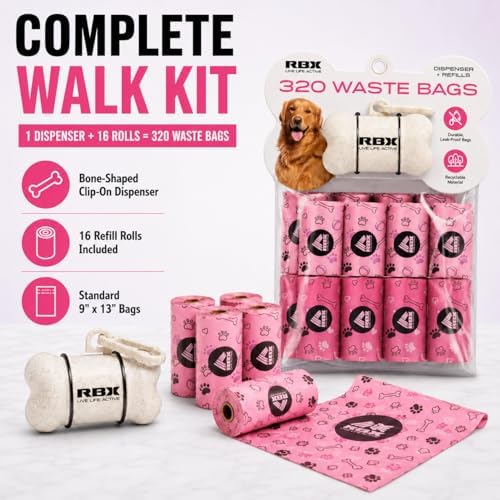 RBX Dog Poop Bags with Leash Holder, 320 Bags, 16 Refill Rolls - Image 7