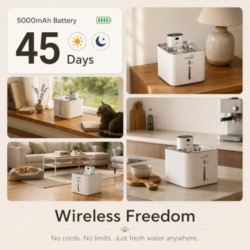 Cordless Cat Water Fountain Motion Sensor Quiet Pump 4.2L - Image 2
