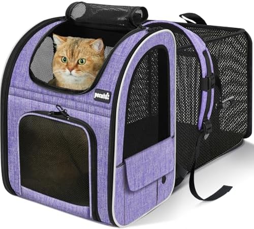 pecute Cat Backpack Expandable, Cat Carrier with Breathable Window by pecute