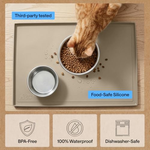 GORILLA GRIP Waterproof Dog Food Mat, Pet Feeding Placemat, 18x12 Beige - Image 6