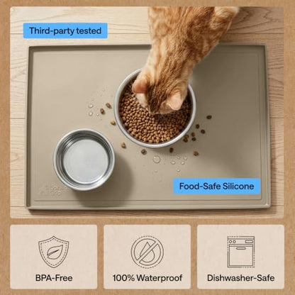 GORILLA GRIP Waterproof Dog Food Mat, Pet Feeding Placemat, 18x12 Beige - Image 6