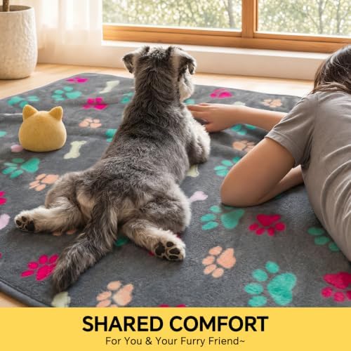 Luciphia 1 Pack 3 Blankets Fluffy Premium Fleece Pet Blanket Flannel Paw Printed Throw for Dog Cat(Large 41x31'', Grey/Brown/Blue) - Image 4