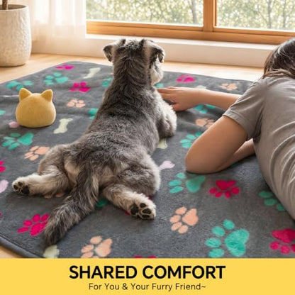 Luciphia 1 Pack 3 Blankets Fluffy Premium Fleece Pet Blanket Flannel Paw Printed Throw for Dog Cat(Large 41x31'', Grey/Brown/Blue) - Image 4
