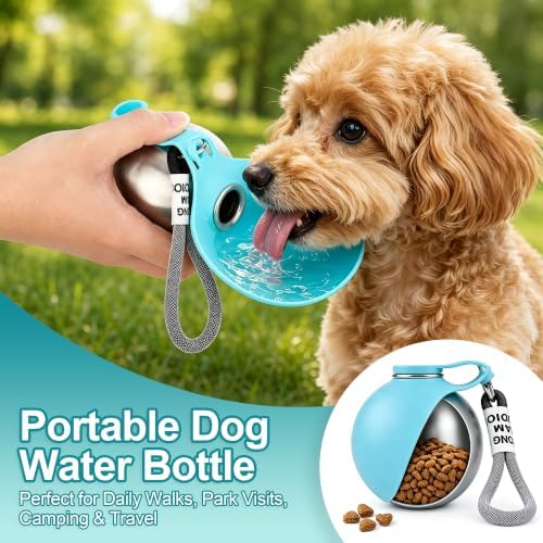 Stainless Steel Dog Water Bottle with Bowl, Portable Leak-Proof for Travel - Image 2