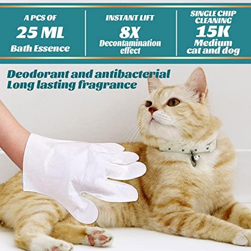 Pet Rinse Free Grooming Gloves, 10Pcs Pet Wipes for Dogs & Cats Wash Free Gloves, Cleansing Grooming with Plant Extract No Rinse Thick Extra Puppy Wipes - Image 6