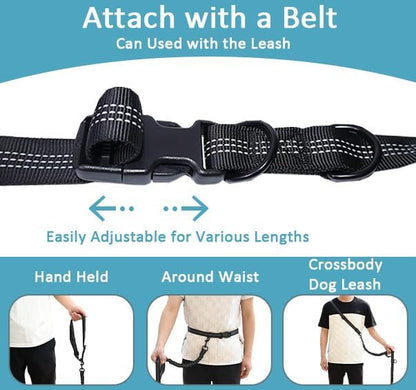 Hands Free Dog Leash, Heavy Duty Waist Leash with Zipper Pouch for Dog Walking, Jogging, Hiking, Adjustable Waist Belt with Pack Retractable Rope,Running Leashes for Medium & Large Dogs