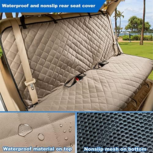 VIEWPETS Bench Car Seat Cover Protector, Waterproof Heavy-Duty, Khaki - Image 5