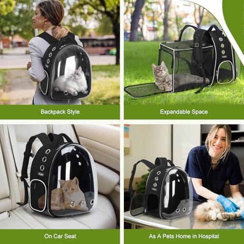 Lekereise Cat Backpack Carrier, Expandable Large Space Cat Bubble Backpack for Kitty Small Dog up to 18lbs, Transparent Pet Carrier for Travel, Hiking - Image 6