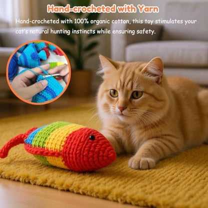 Catnip Fish Toy - Hand-Crocheted with Real Catnip & Bell, Interactive Kicker Toy for Cats Kitten, Soft & Safe for Biting - Image 5
